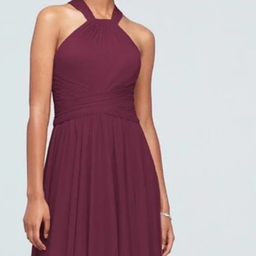 High-Neck Mesh Dress with Full Skirt